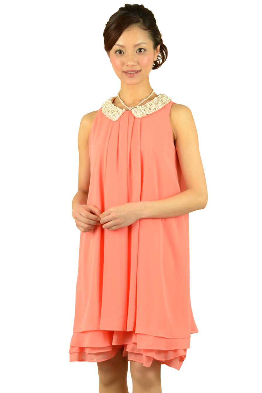 アプレジュール（Apres jour）パール襟付きピンクドレス